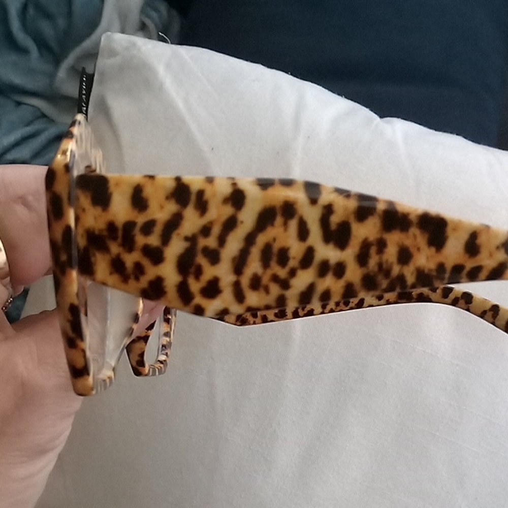 Leopard Print Oversized Square Glasses - Brown To… - image 2